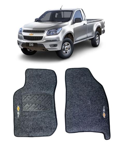 Imagem de Jogo Tapete Carpete Chevrolet S-10 Cabine Simples 2012 A 2020 Com Logo Bordado Grafite-300.331GRF