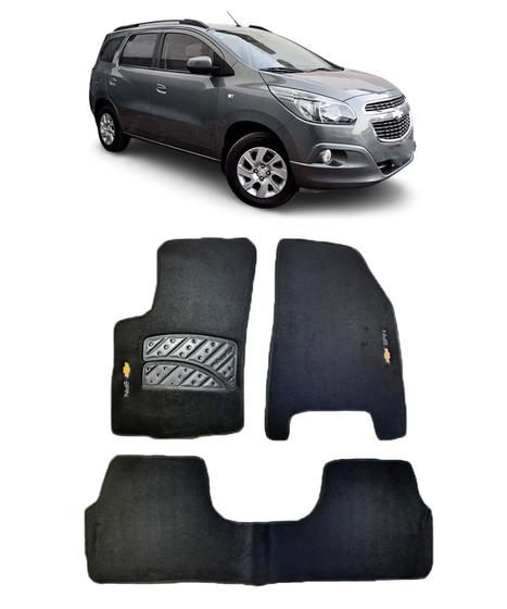 Imagem de Jogo Tapete Carpete Chevrolet Spin 2012 a 2014 com Logo Bordado Preto-300.333PTO