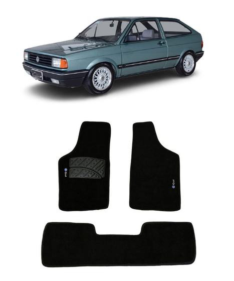 Imagem de Jogo Tapete Carpete Volkswagen Gol G1 Quadrado 1980 a 1995 Com Logo Bordado Preto-100.312PTO