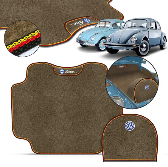 Jogo Tapete Porta Malas Capa Estepe Fusca 1959 a 1969 Carpete Bege Borda Preta Amarela e Vermelha Menor preço em Jogo Tapete Porta Malas Capa Estepe Fusca 1959 a 1969 Carpete Bege Borda Preta Amarela e Vermelha