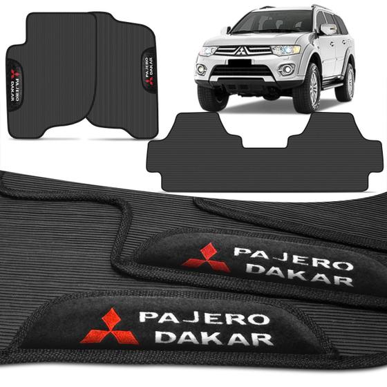 Imagem de Jogo Tapete PVC Pajero Dakar 2011 2012 2013 2014 Logo Bordada 3 Peças