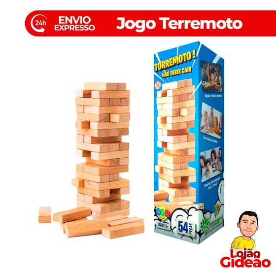 Imagem de Jogo Terremoto Caiu Perdeu Brinquedo Infantil de Madeira Remova as Peças