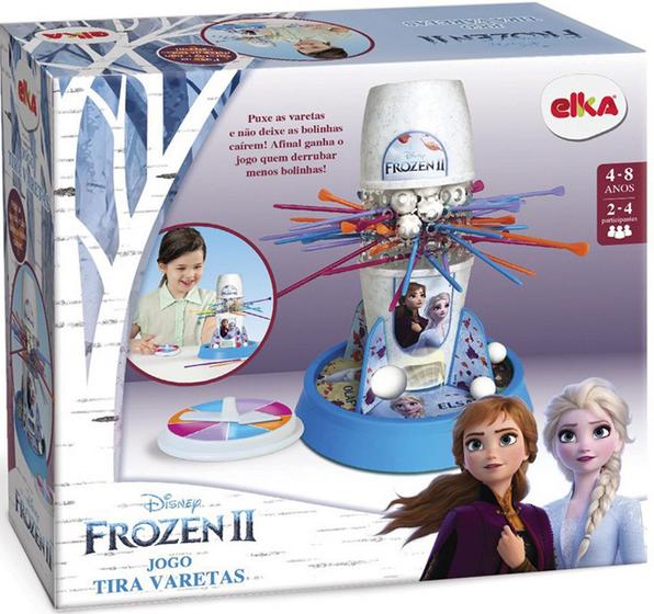Imagem de Jogo Tira Pega Varetas Frozen 2 Disney Meninas Brinquedo Infantil Divertido Palito Roleta Bolinhas Elka
