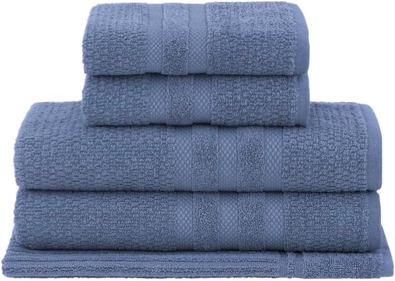 Imagem de Jogo Toalha Banho Gigante Vanilla Extra Soft 5pcs Azul Classic - Buddemeyer