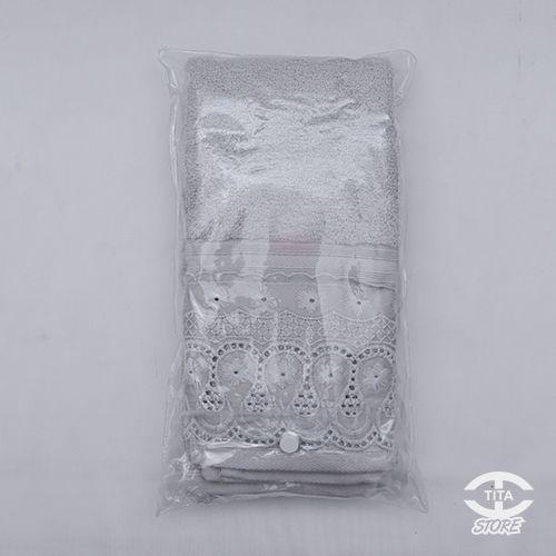 Imagem de Jogo toalha lavabo cristal renascença 2 peças - bouton - 30 x 50 cm - prata  