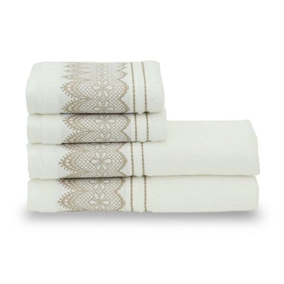 Imagem de jogo toalhas banho santista 4p platinum blanc branco
