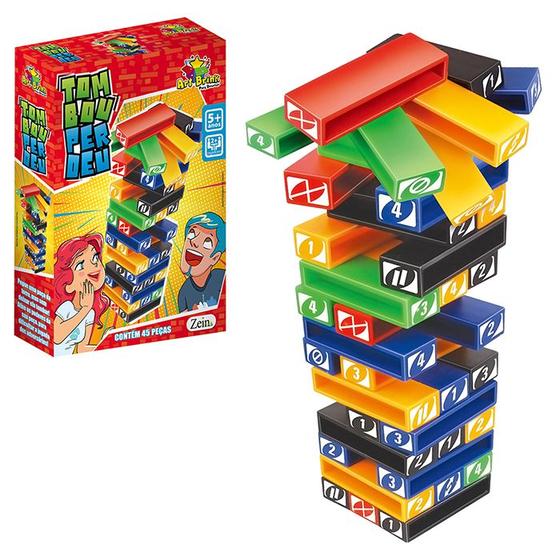 Imagem de Jogo Tombou Torre Blocos 45Pcs Brinquedo