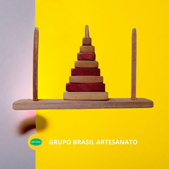 Imagem de Jogo TORRE DE HANÓI  Quebra-cabeça  Madeira 25cm