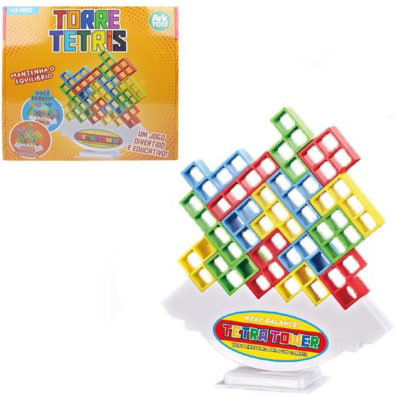 Imagem de Jogo Torre Tetris Com 16 Pecas + Base E Suporte Na Caixa