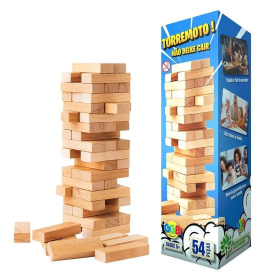 Imagem de Jogo Torremoto Caiu Perdeu Torre Madeira Brinquedo