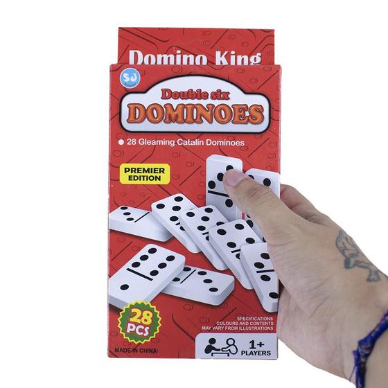 Imagem de Jogo tradicional de mesa domino branco peças de plástico tradicional 28 peças