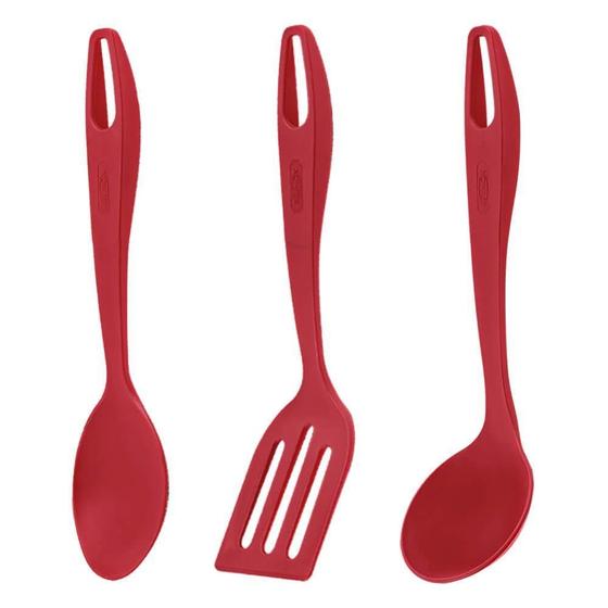 Imagem de Jogo Utensílios Cozinha Nylon Wavy Vermelho 3 Peças Brinox