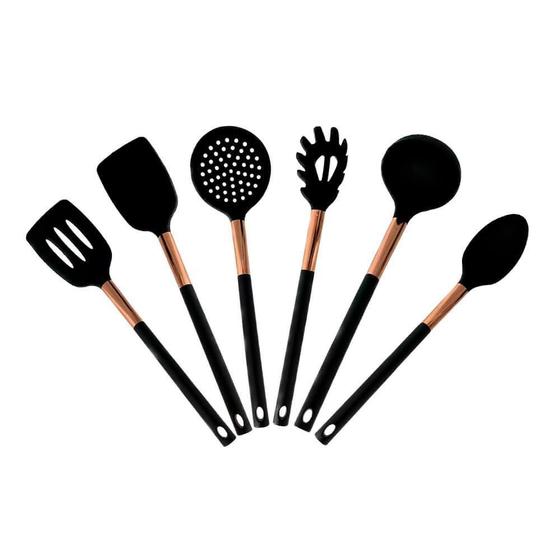 Imagem de Jogo Utensílios Silicone Cozinha Rose Gold 6 Peças