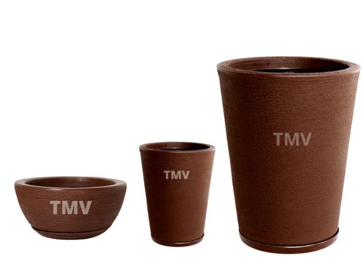 Imagem de Jogo Vasos Luxo Grafiato Planta Casa Jardim Decoração P M G--MARROM