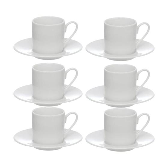 Imagem de Jogo Xicara Café Porcelana Hauskraft Branca 90ml 6 Xícaras e Pires