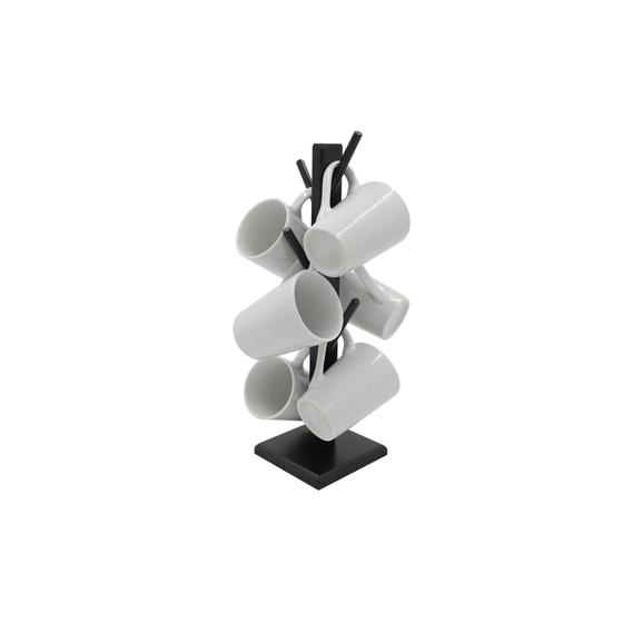 Imagem de Jogo Xícara Café Suporte Madeira Cozinha Decoração Kit 6