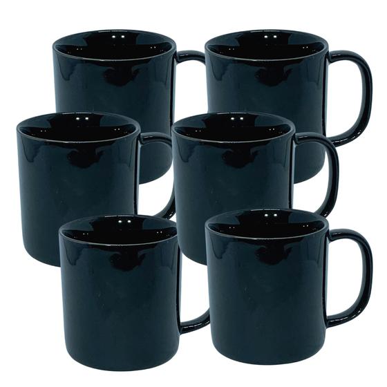 Imagem de Jogo Xicara Caneca Cafe Cha Porcelana Preta 200ml 06un