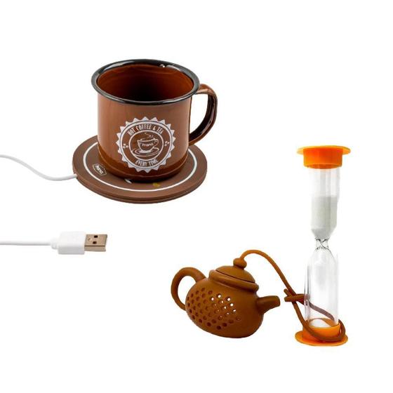 Imagem de Jogo Xícara Com Aquecedor Usb Infusor Chá Estilo Timer Prana