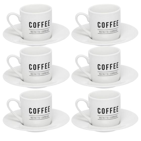 Imagem de Jogo Xícara De Café Porcelana Com Pires 12 Peças 80ML Chá - Hauskraft