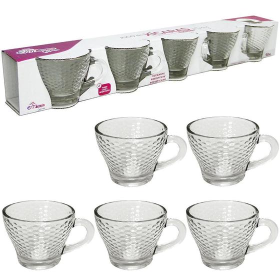 Jogo Xicara Vidro Cafe Morocco Honey 5 Pecas 90Ml Na Caixa Casa Tem