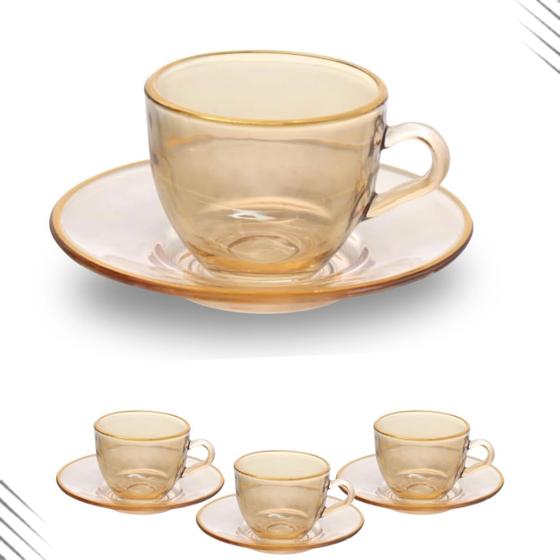 Imagem de Jogo xícaras de café dourado com borda fio de ouro 85ml 8pc
