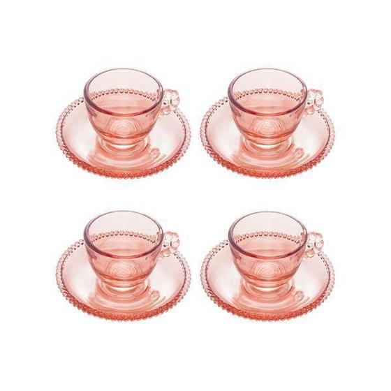 Imagem de Jogo xícaras de café em cristal Wolff Pearl 80ml 4 peças rosa