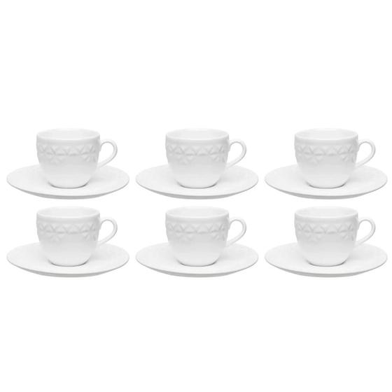 Imagem de Jogo Xicaras de Chá Café Com Pires 6pcs Porcelana Branca 200ml Oxford