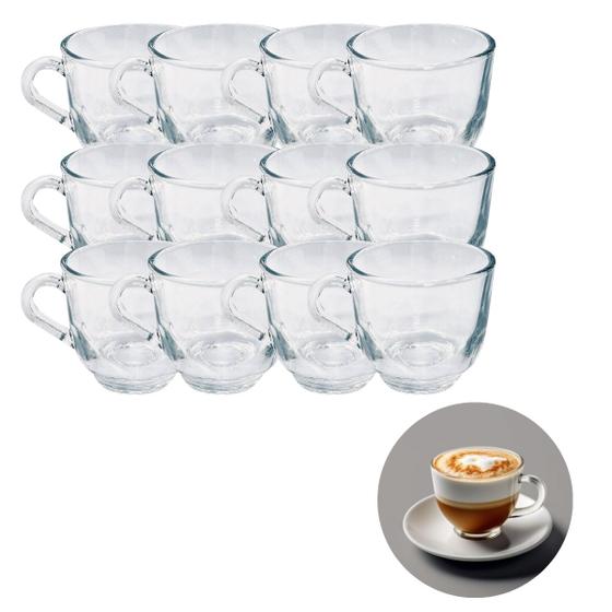 Imagem de Jogo Xicaras S/ Pires 150ML Transparente Vidro Resistente 12 UN