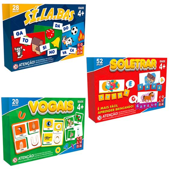 Imagem de Jogos Alfabetização Escolar Vogais + Soletrar + Silabas - Coluna