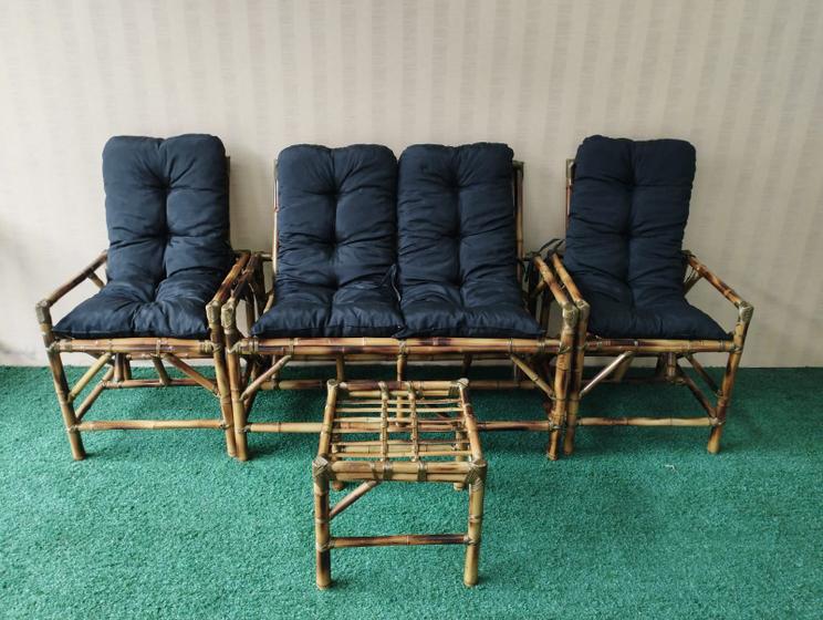 Imagem de Jogos De Cadeiras De Bambu Poltronas Móveis Artesanais Sofás