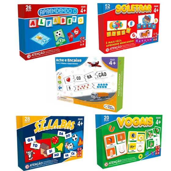 Imagem de Jogos Pedagogicos Soletrar + Vogais + Alfabeto + Silabas + Ache e encaixe - Pais e Filhos