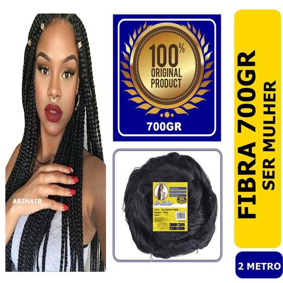 Jumbo Kanekalon Box Braids Tranças Jumbo 700g Ser Mulher PRETO Mega