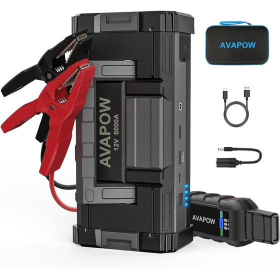 Imagem de Jump Starter AVAPOW 6000A para Carros a Gasolina e Diesel - 12L