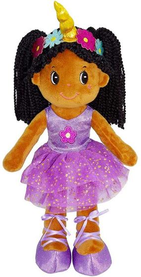 Imagem de June Garden 14" Ballerina Rag Doll Ella - Pelúcia Boneca Macia para Meninas - Vestido Roxo