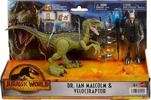 Imagem de Jurassic World Dominion Dr.ian Malcolm & Velociraptor Mattel