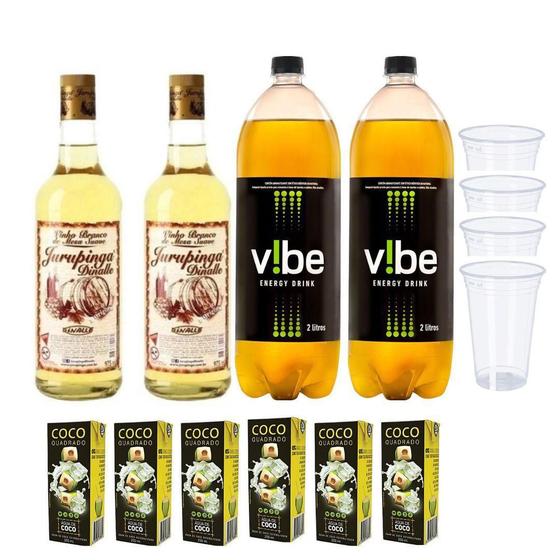 Imagem de Jurupinga Vinho Branco + Energético Vibe 2L + 6 Gelo De Coco