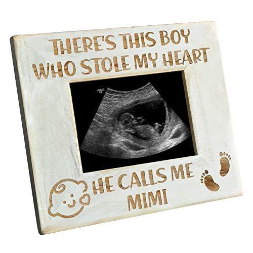 Imagem de K KENON Baby Engraved Wood Picture Frame - There's This Boy He Calls Me Mimi - Winnie The Pooh Sonogram Picture Frame, Nova Mãe, Novo Pai (para Baby Boy-Mimi)