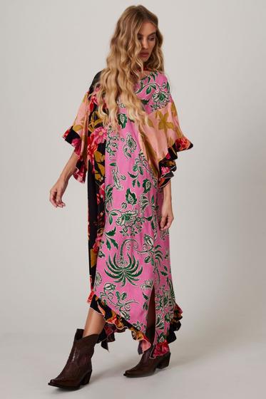 Imagem de Kaftan Amplo com Rosa Estampado Patchwork Yacamim J2