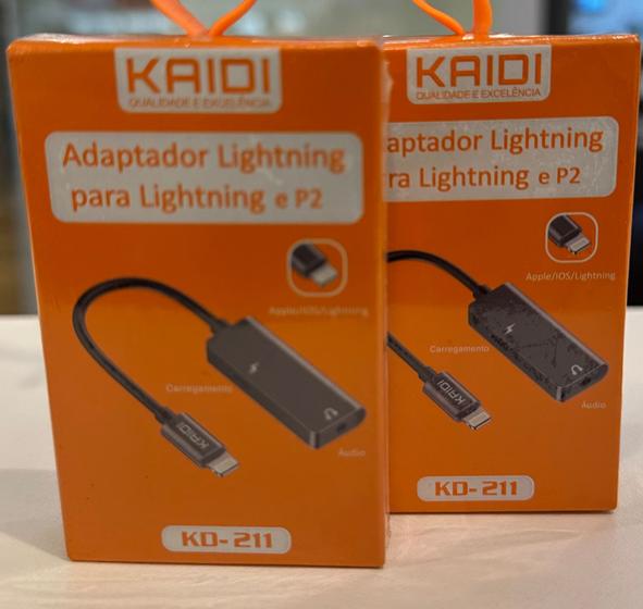 Imagem de Kaidi adaptador lighting p/p2 iphone ligtning duplo kd-211