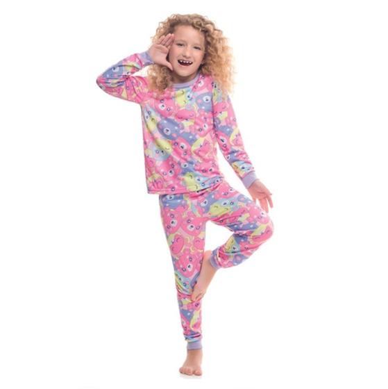 Imagem de Kamylus Pijama Longo Estampado Rosa