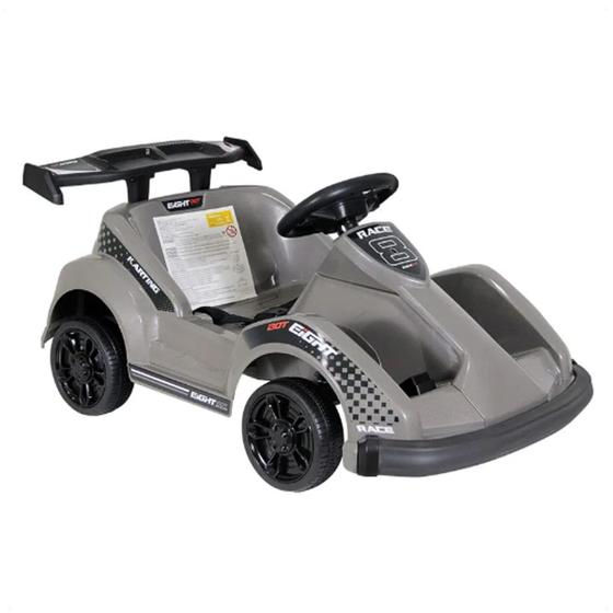 Imagem de Kart Elétrico Infantil 6V Cinza C/ Controle Som Carregador