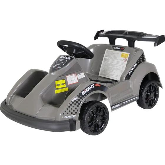 Imagem de Kart Elétrico Infantil 6V Cinza Mini Bel Controle Som Carregador Até 30kg    - 935908