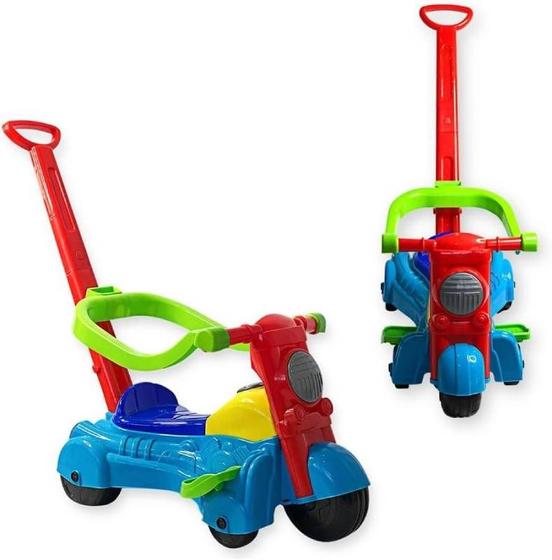 Imagem de Kendy Triciclo Baby Dog Vermelho Azul Suporta 16kg Motoca Infantil Menino Menina Quadriciclo Andador c/ Haste e Protetor Brinquedo