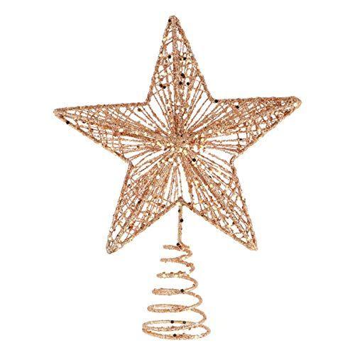 Imagem de KESYOO Chritmas Glitter Star Tree Topper Requintado Iron Star Tree Topper Ornament Metal Christmas Tree Decor para Home Bar Xmas Tree Decor (Rose)