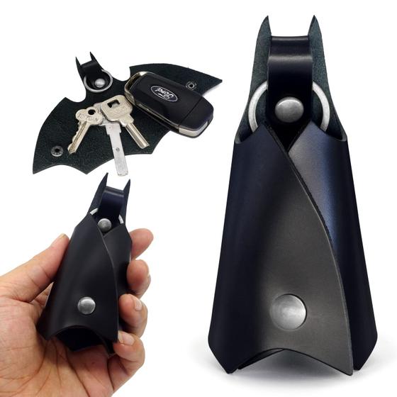 Imagem de KeyChain Leather Bat CAILLU para homens e mulheres, estojo de porta-chaves de carro