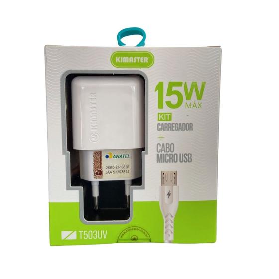 Imagem de Kimaster kit carregador 15w + micro usb
