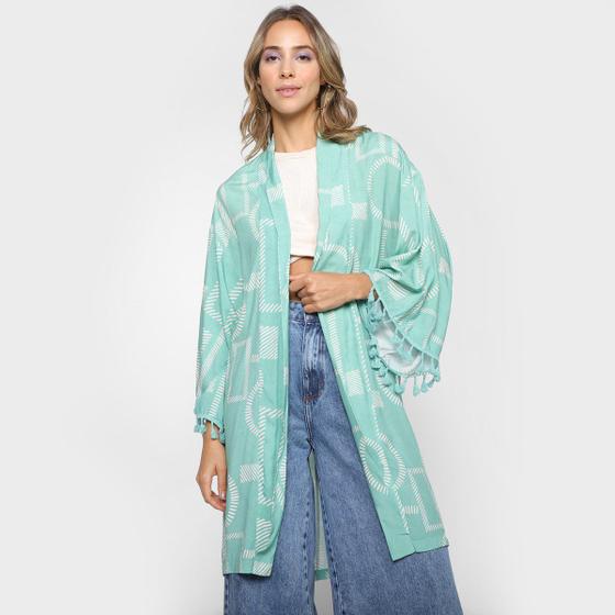 Imagem de Kimono All Is Love Estampa Geométrica C/ Tassel Feminina