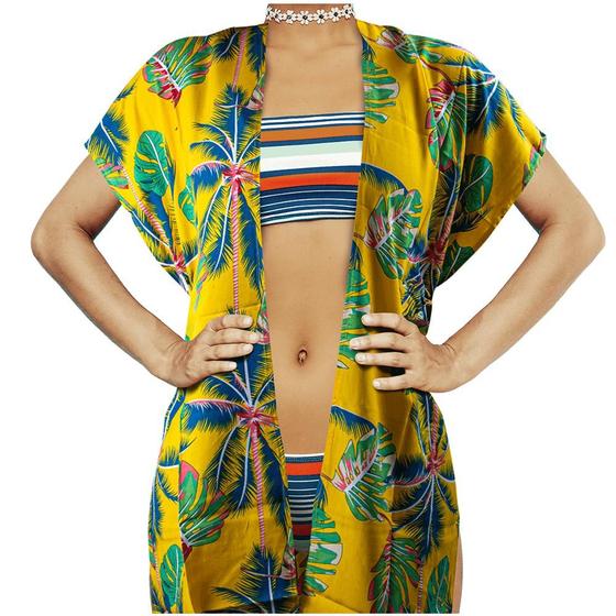 Imagem de Kimono Estampado Tropical Green And Yellow - Secret Beach