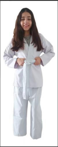 Imagem de Kimono Infantil Trançado Jiu-Jitsu - Branco e Preto + faixa branca