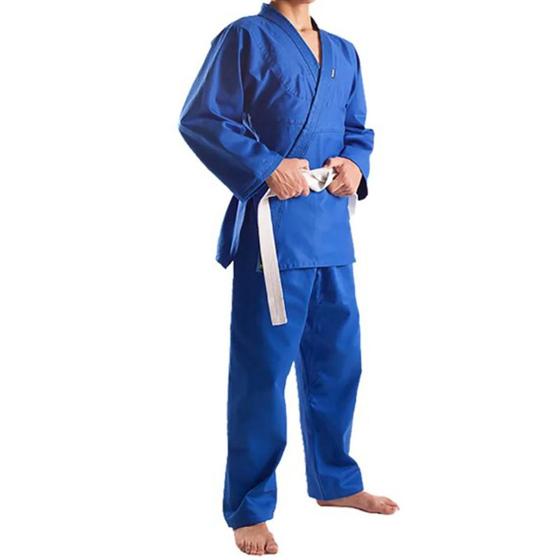 Kimono Judo Gi Reforçado Brim Azul com Faixa Shiroi Kimono